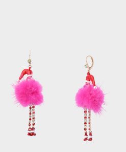 FLUFFY FLAMINGO DROP EARRINGS PINK | RE:LUV
