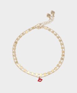 LIPS NECKLACE SET RED