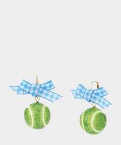 TENNIS BALL LEVER BACK EARRINGS GREEN