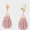 CRYSTAL TEAR LEVER EARRINGS PINK