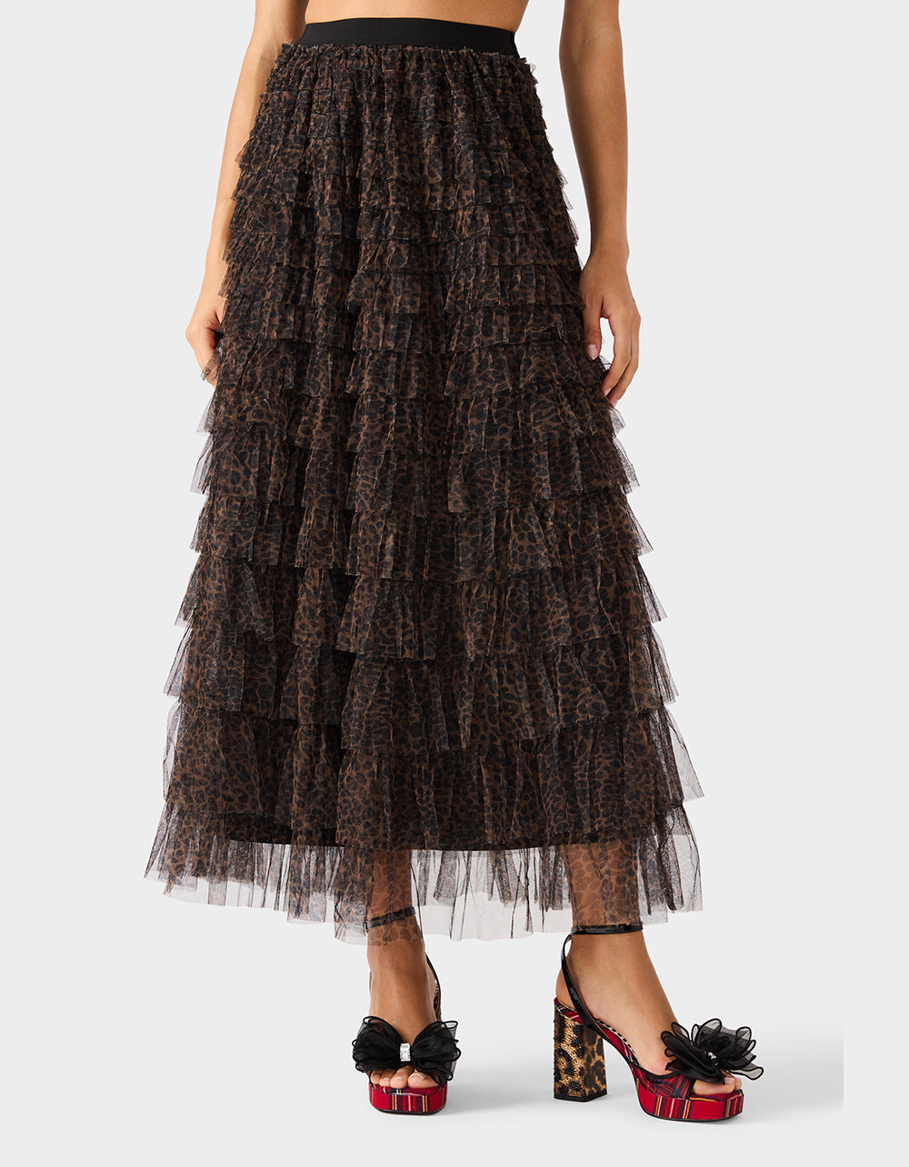 RUFFLED MAXI SKIRT LEOPARD