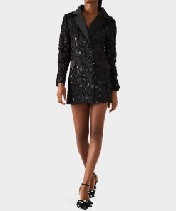 ROSETTE BLAZER DRESS BLACK