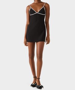 CRYSTAL SLIP DRESS BLACK