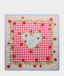 TOMATO GINGHAM SQUARE SCARF 35 x 35 RED BLUE